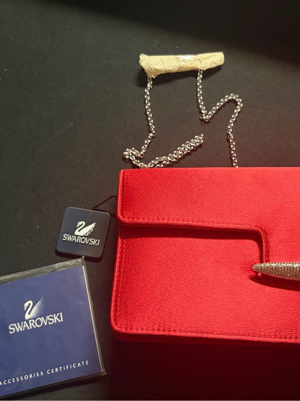 NEW Swarovski Irma Red Satin Crystal Evening Bag